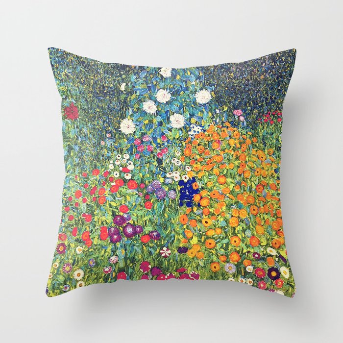 Gustav Klimt Flower Garden 2 Throw Pillow Gallery Image 6