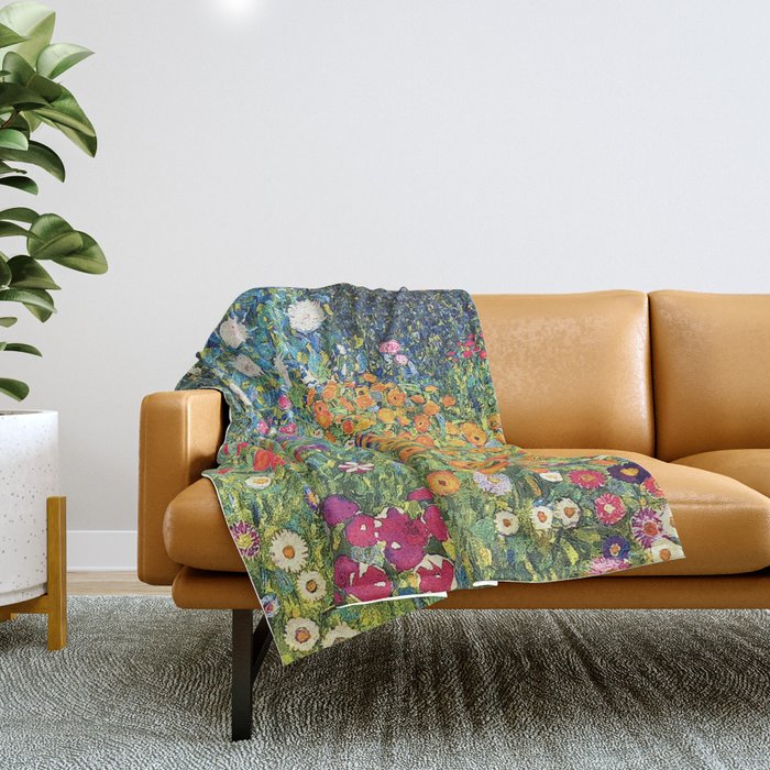 Gustav Klimt Flower Garden 2 Throw Blanket Gallery Image 1