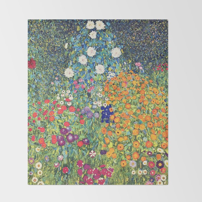 Gustav Klimt Flower Garden 2 Throw Blanket Gallery Image 2
