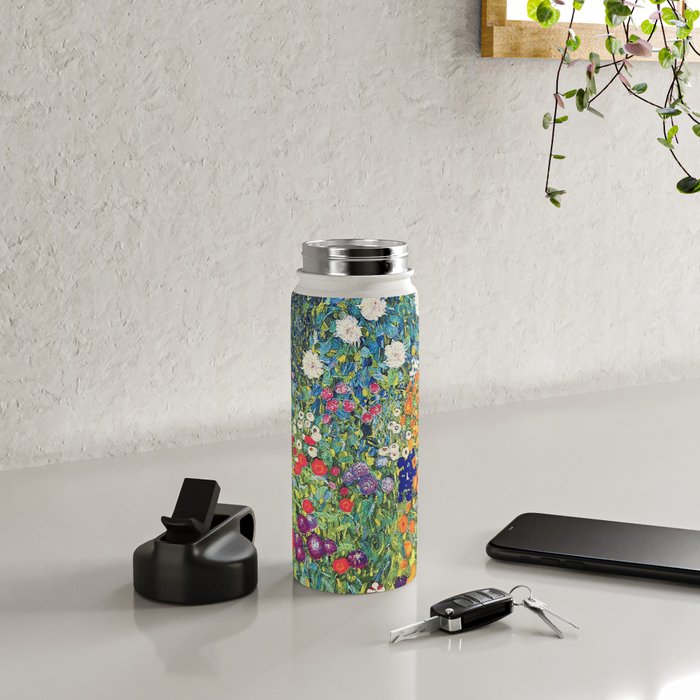 Gustav Klimt Flower Garden 2 Water Bottle Gallery Image 4