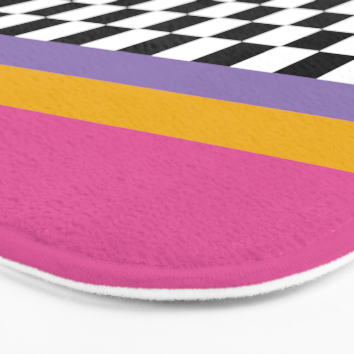 Checkered pattern grid / Vintage 80s / Retro 90s Bath Mat Gallery Image 3