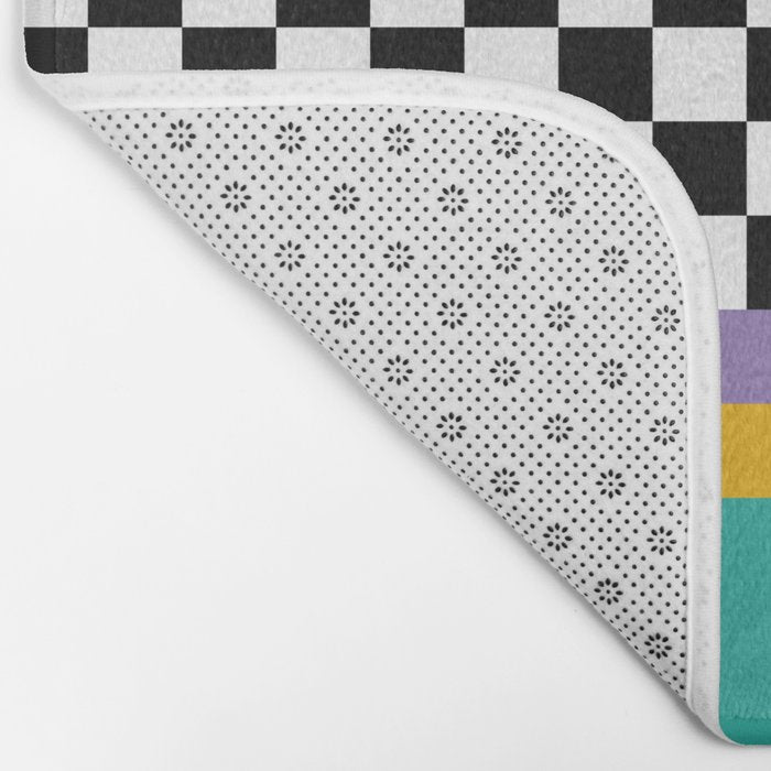 Checkered pattern grid / Vintage 80s / Retro 90s Bath Mat Gallery Image 2