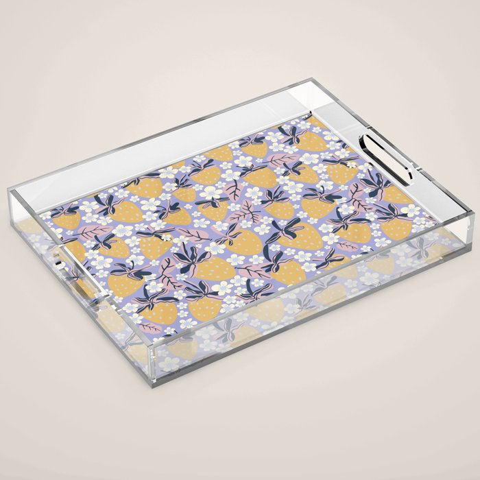 Yellow strawberries Acrylic Tray Gallery Image 1