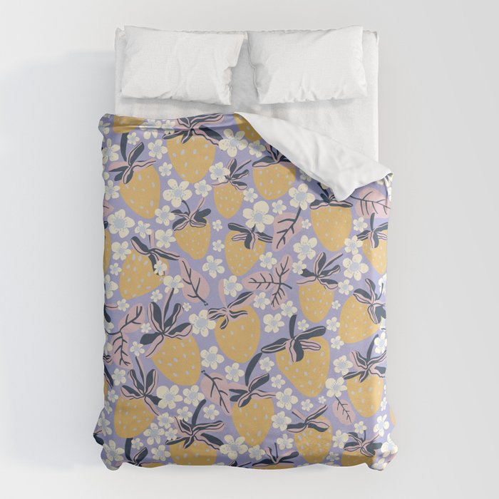 Yellow strawberries Duvet Cover Gallery Image 1