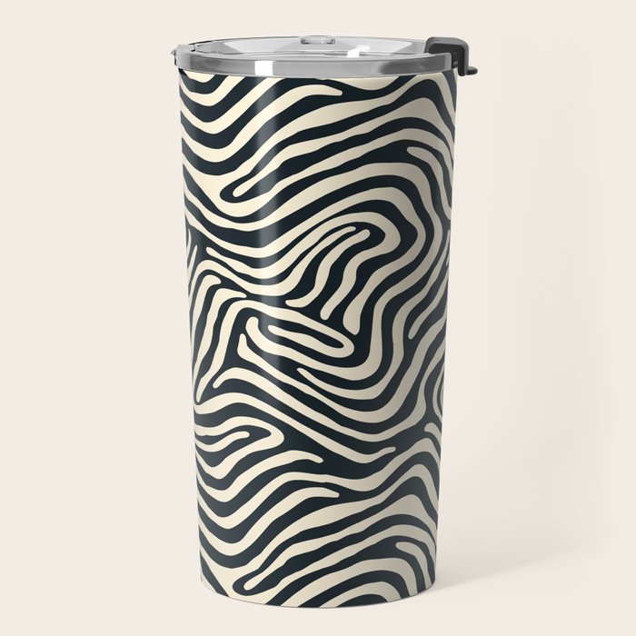 Abstract black and white stripe line pattern Travel Mug Gallery Image 2