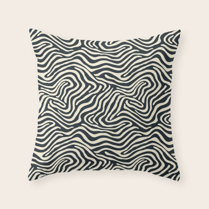 Abstract black and white stripe line pattern Throw Pillow Gallery Image 6
