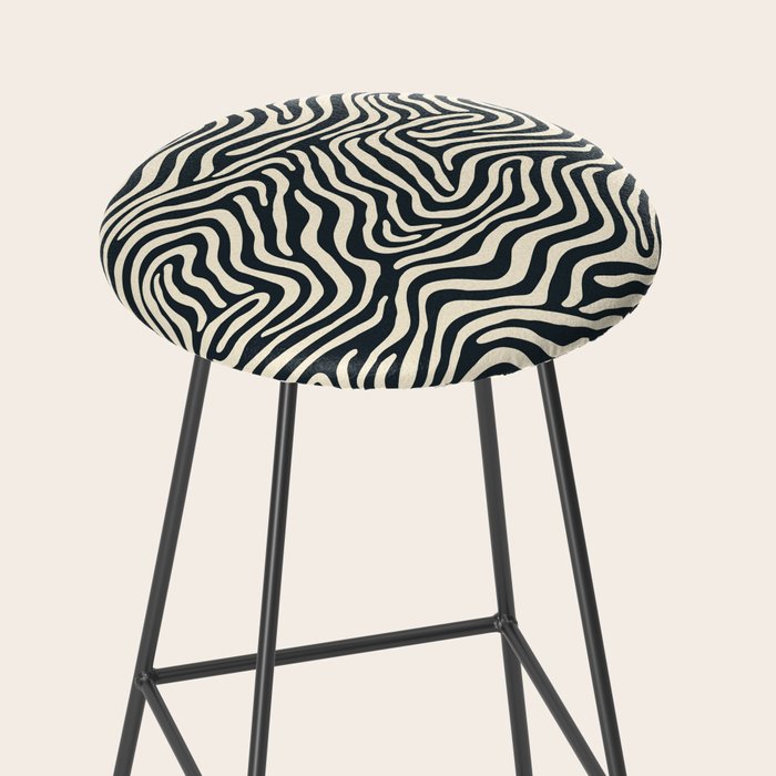 Abstract black and white stripe line pattern Stool Gallery Image 2