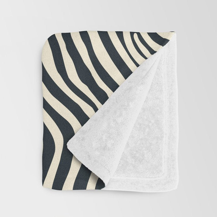 Abstract black and white stripe line pattern Throw Blanket Gallery Image 3