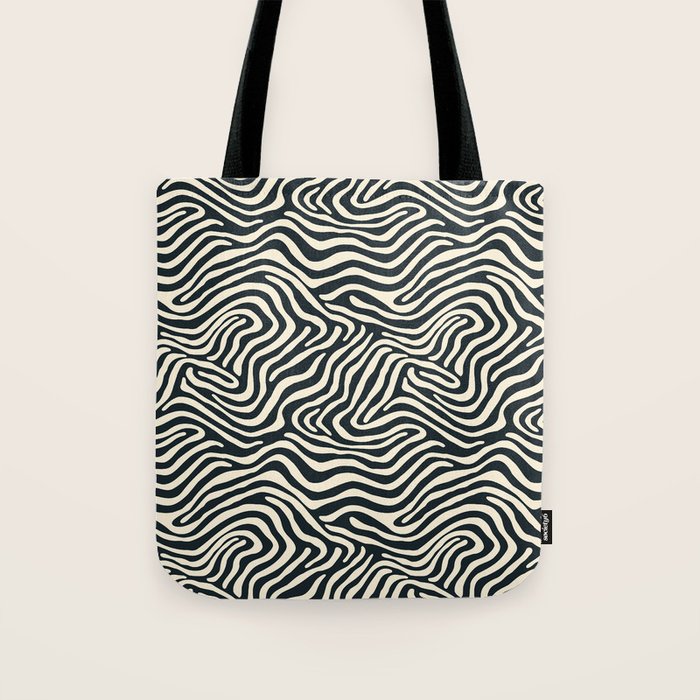 Abstract black and white stripe line pattern Tote Bag Gallery Image 1