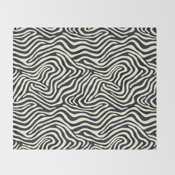 Abstract black and white stripe line pattern Throw Blanket Gallery Image 2
