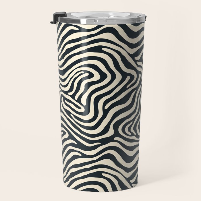 Abstract black and white stripe line pattern Travel Mug Gallery Image 3