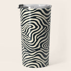 Abstract black and white stripe line pattern Travel Mug Gallery Image 3