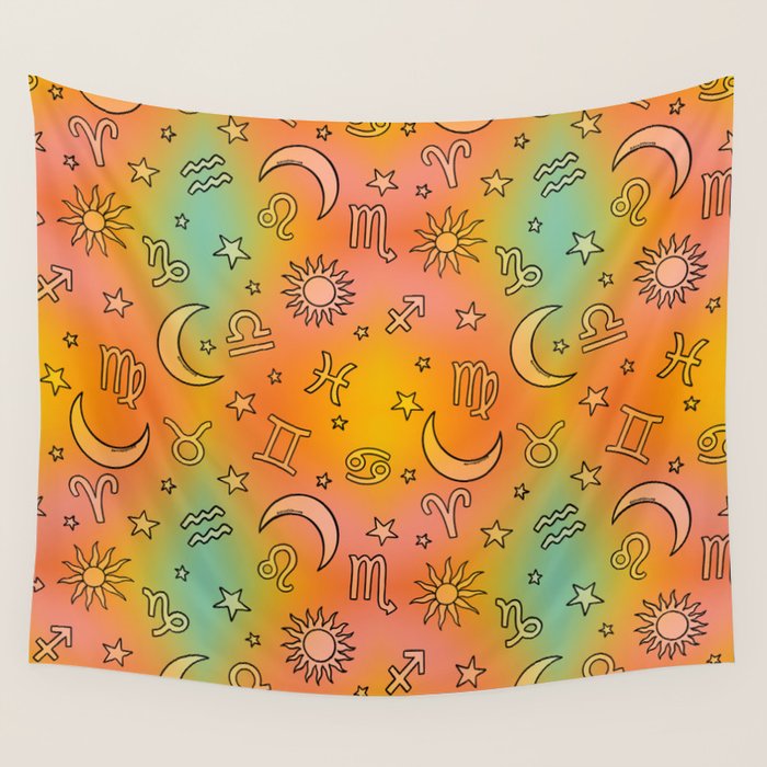 Rainbow Celestial Print Wall Tapestry Gallery Image 4