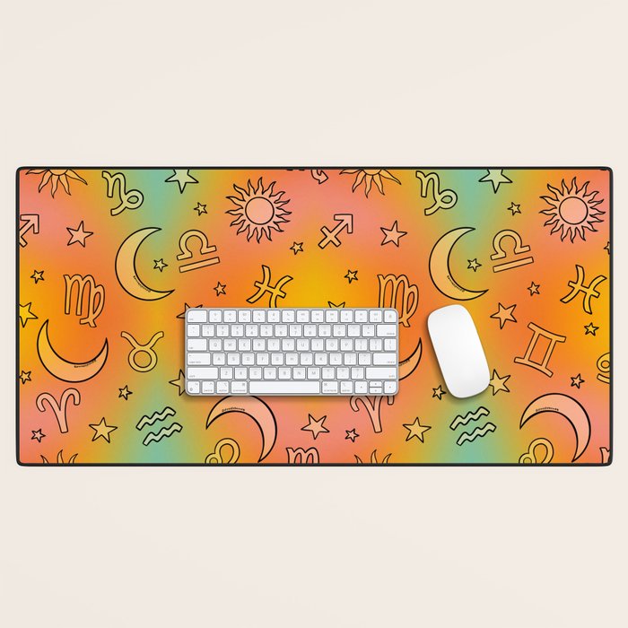 Rainbow Celestial Print Desk Mat Gallery Image 1