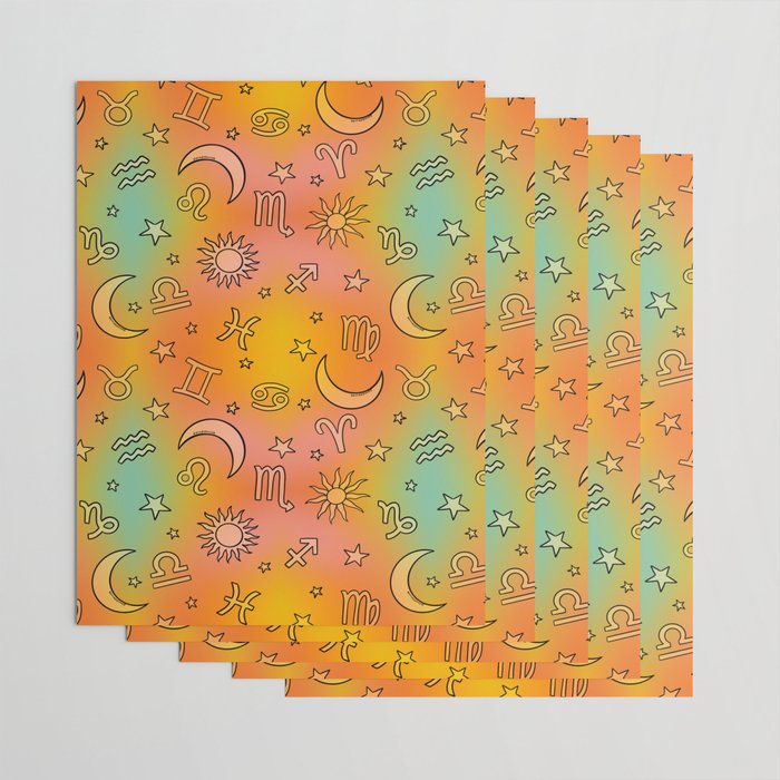 Rainbow Celestial Print Wrapping Paper Gallery Image 3