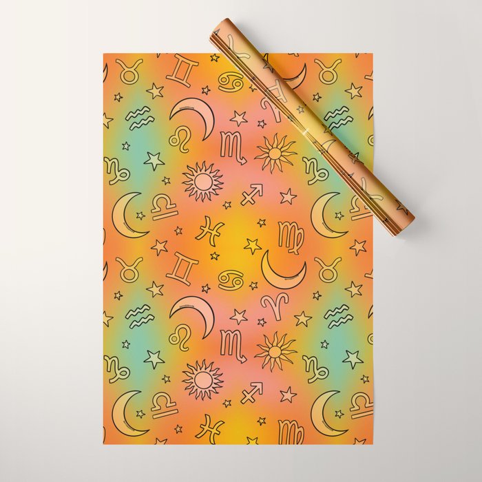 Rainbow Celestial Print Wrapping Paper Gallery Image 1