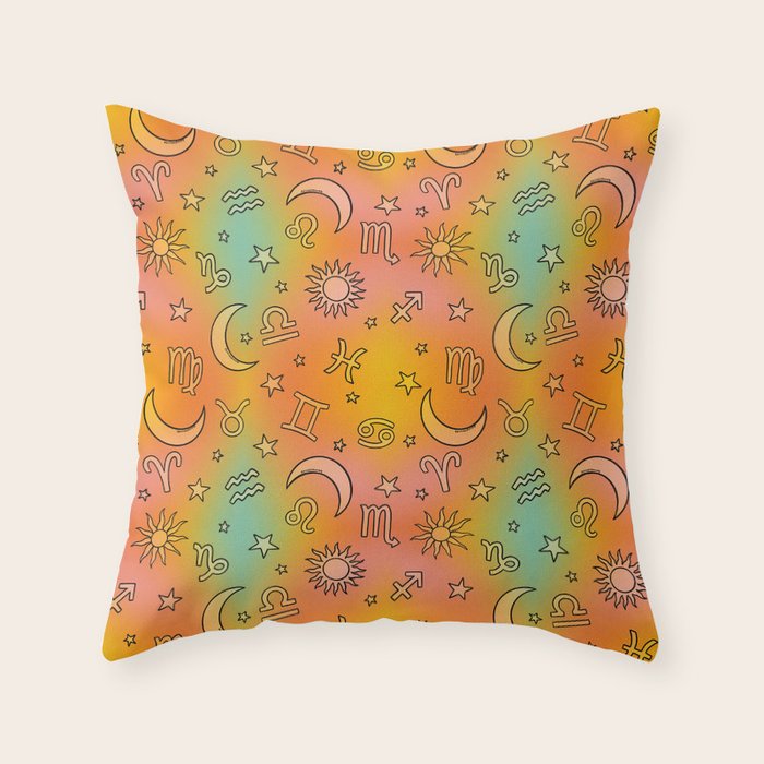 Rainbow Celestial Print Throw Pillow Gallery Image 6