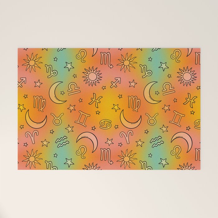 Rainbow Celestial Print Welcome Mat Gallery Image 1