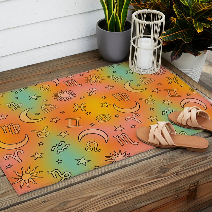 Rainbow Celestial Print Outdoor Rug Gallery Image 2