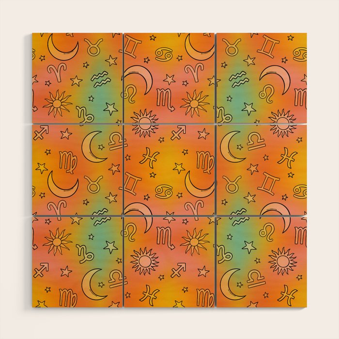 Rainbow Celestial Print Wood Wall Art Gallery Image 1