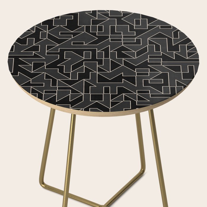 Classy Elegant Black White Gray Modern Artwork Side Table Gallery Image 2
