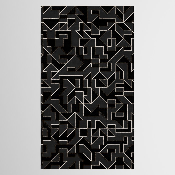 Classy Elegant Black White Gray Modern Artwork Tablecloth Gallery Image 2