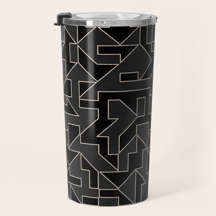 Classy Elegant Black White Gray Modern Artwork Travel Mug Gallery Image 3