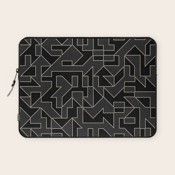 Classy Elegant Black White Gray Modern Artwork Laptop Sleeve Gallery Image 1