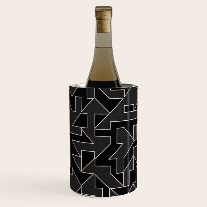 Classy Elegant Black White Gray Modern Artwork Wine Chiller Gallery Image 2