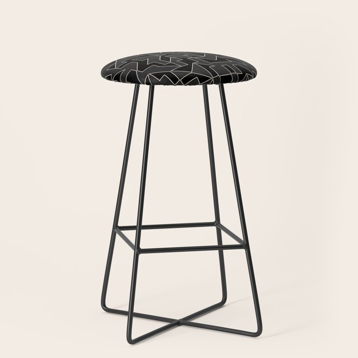 Classy Elegant Black White Gray Modern Artwork Stool Gallery Image 1