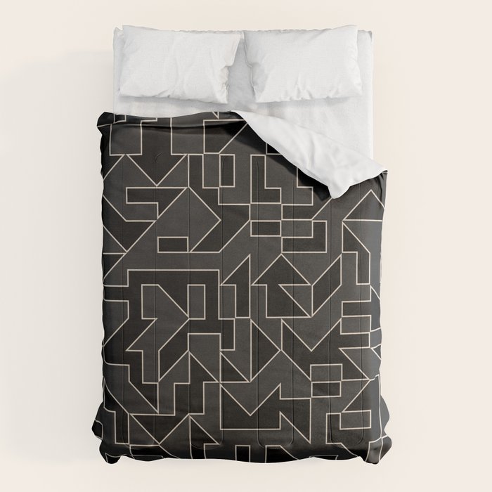 Classy Elegant Black White Gray Modern Artwork Comforter Gallery Image 1