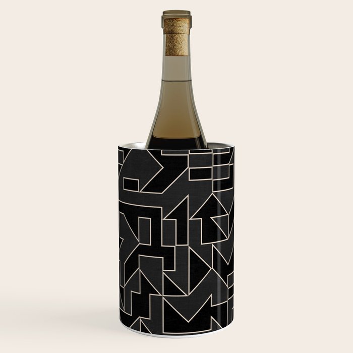 Classy Elegant Black White Gray Modern Artwork Wine Chiller Gallery Image 1