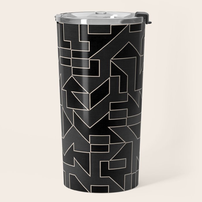 Classy Elegant Black White Gray Modern Artwork Travel Mug Gallery Image 2