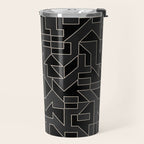 Classy Elegant Black White Gray Modern Artwork Travel Mug Gallery Image 2