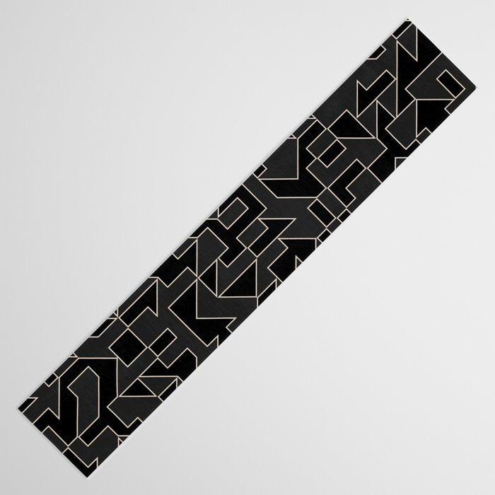 Classy Elegant Black White Gray Modern Artwork Table Runner Gallery Image 3