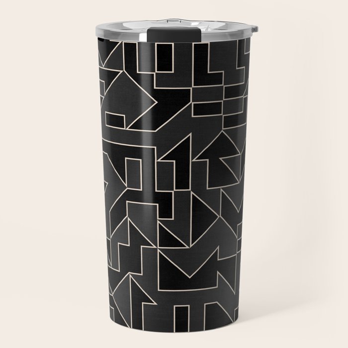 Classy Elegant Black White Gray Modern Artwork Travel Mug Gallery Image 1