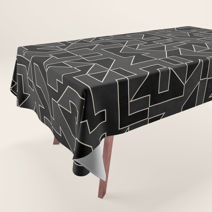 Classy Elegant Black White Gray Modern Artwork Tablecloth Gallery Image 1