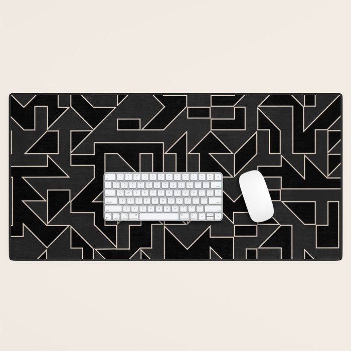Classy Elegant Black White Gray Modern Artwork Desk Mat Gallery Image 1