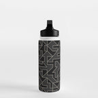 Classy Elegant Black White Gray Modern Artwork Water Bottle Gallery Image 3