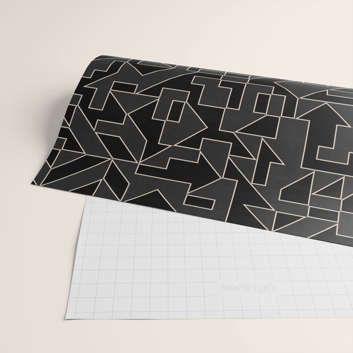 Classy Elegant Black White Gray Modern Artwork Wrapping Paper Gallery Image 2