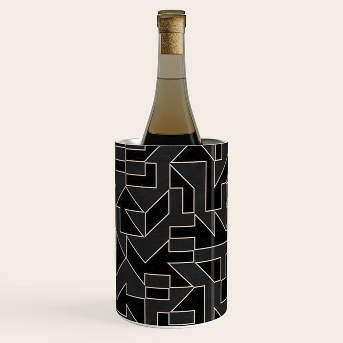 Classy Elegant Black White Gray Modern Artwork Wine Chiller Gallery Image 3