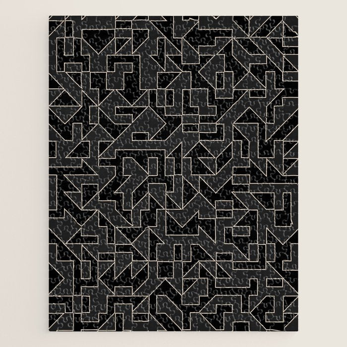 Classy Elegant Black White Gray Modern Artwork Jigsaw Puzzle Gallery Image 1