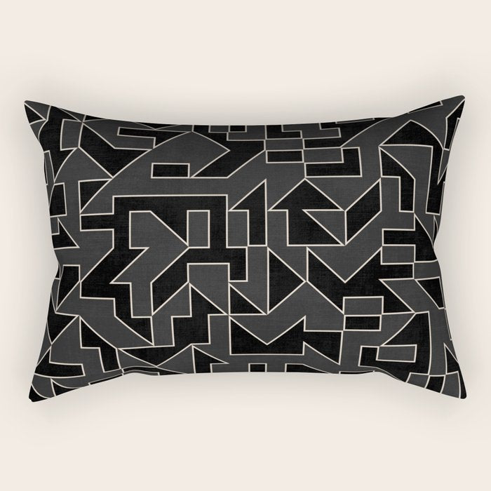 Classy Elegant Black White Gray Modern Artwork Rectangular Pillow Gallery Image 1