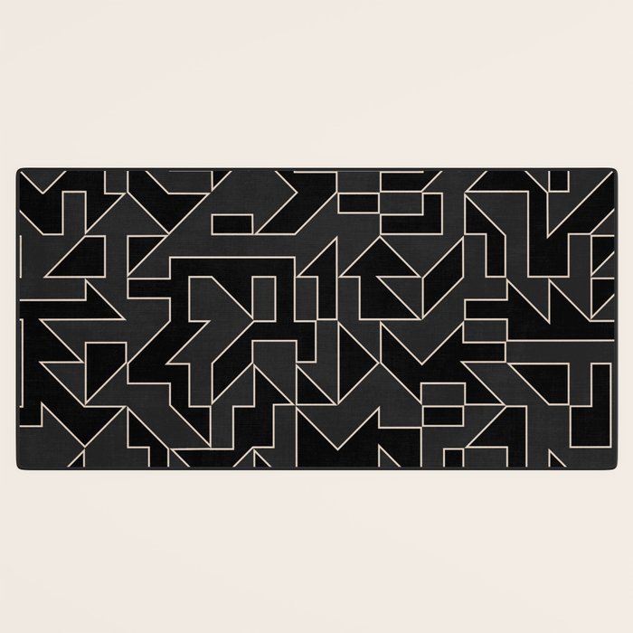 Classy Elegant Black White Gray Modern Artwork Desk Mat Gallery Image 3