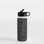 Classy Elegant Black White Gray Modern Artwork Water Bottle Gallery Image 1