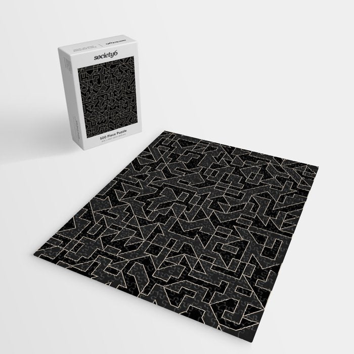Classy Elegant Black White Gray Modern Artwork Jigsaw Puzzle Gallery Image 2