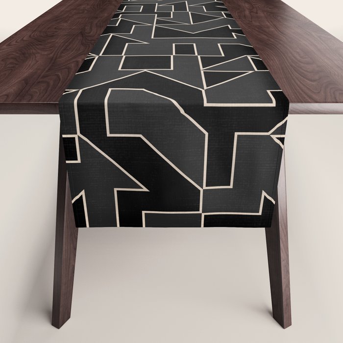 Classy Elegant Black White Gray Modern Artwork Table Runner Gallery Image 1