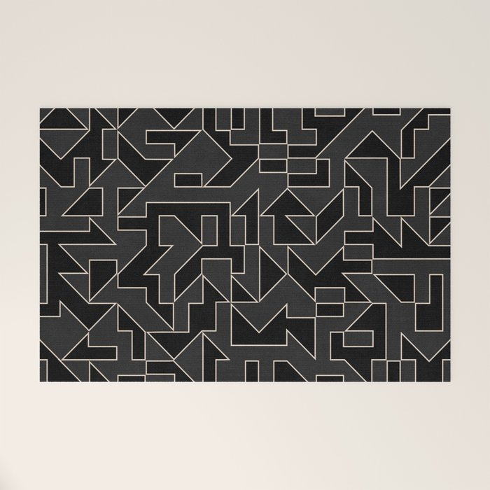 Classy Elegant Black White Gray Modern Artwork Welcome Mat Gallery Image 1