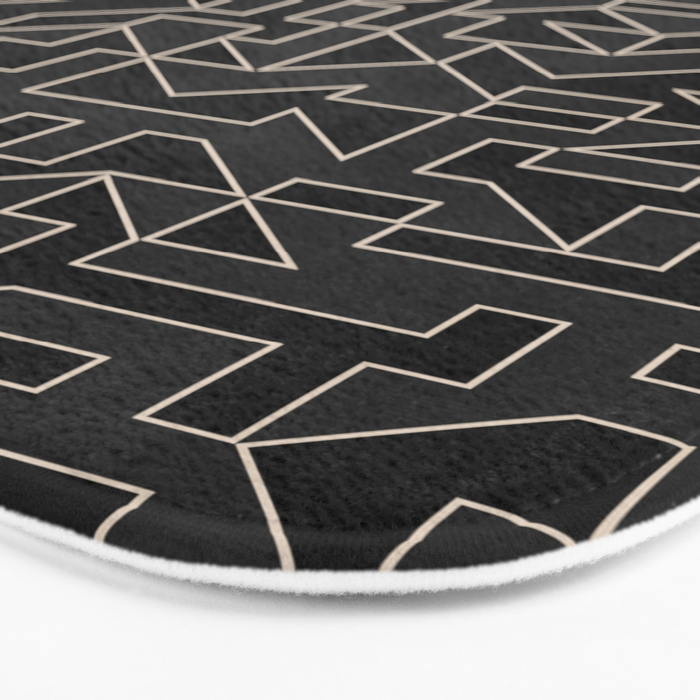 Classy Elegant Black White Gray Modern Artwork Bath Mat Gallery Image 3