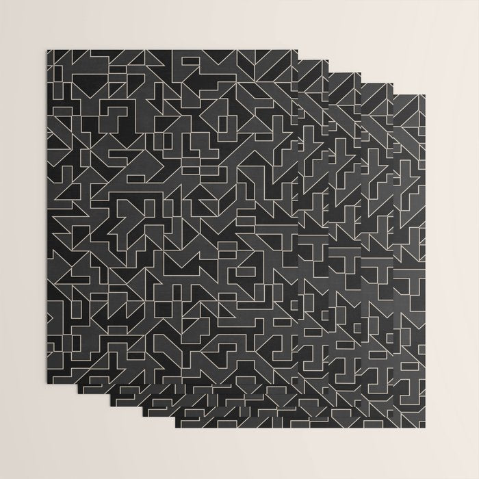 Classy Elegant Black White Gray Modern Artwork Wrapping Paper Gallery Image 3